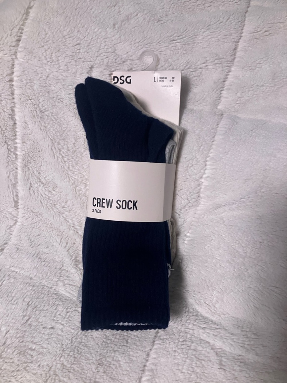 DSG Men's Crew Socks 3-Pack - Navy, Gray, White